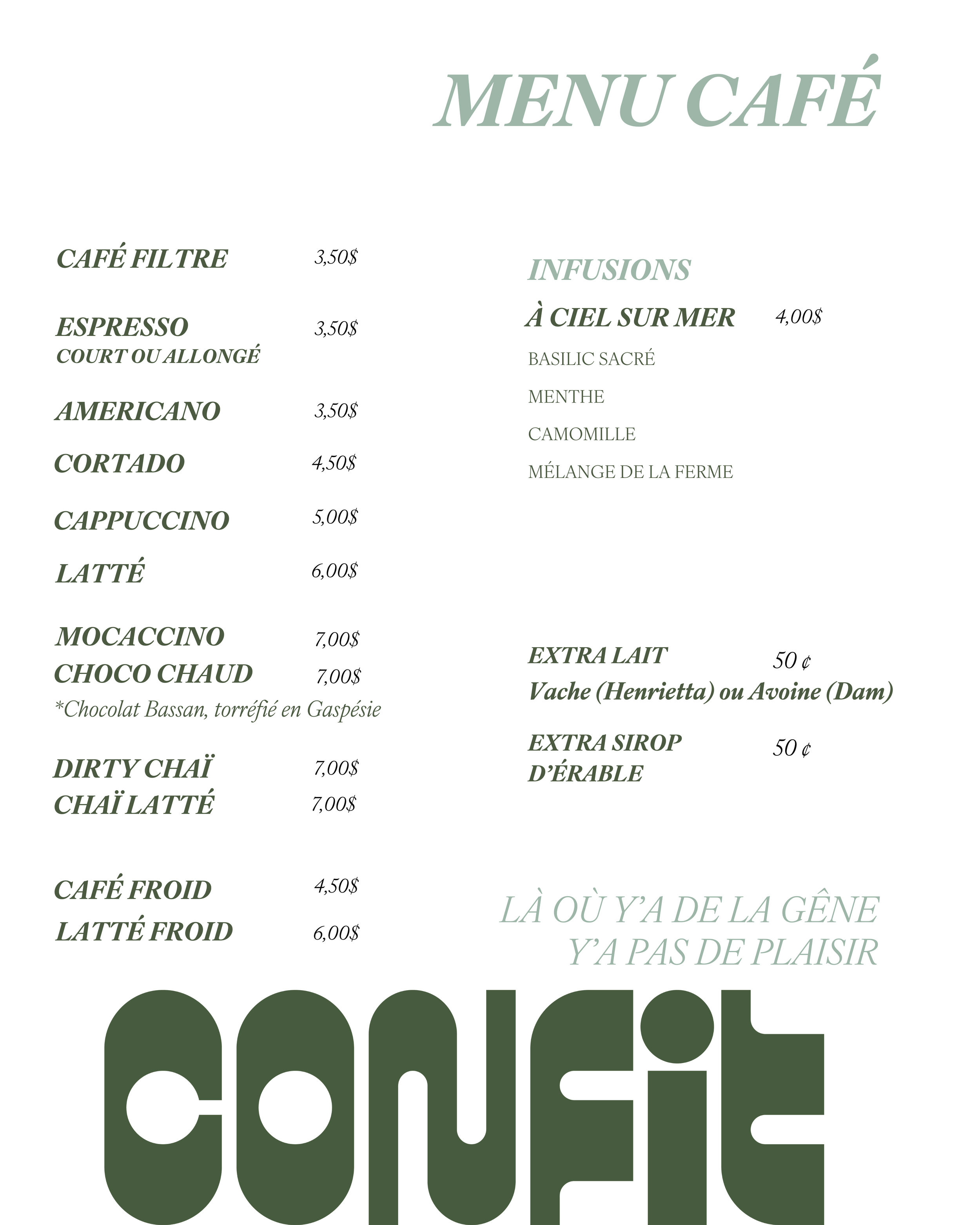 Menu café
