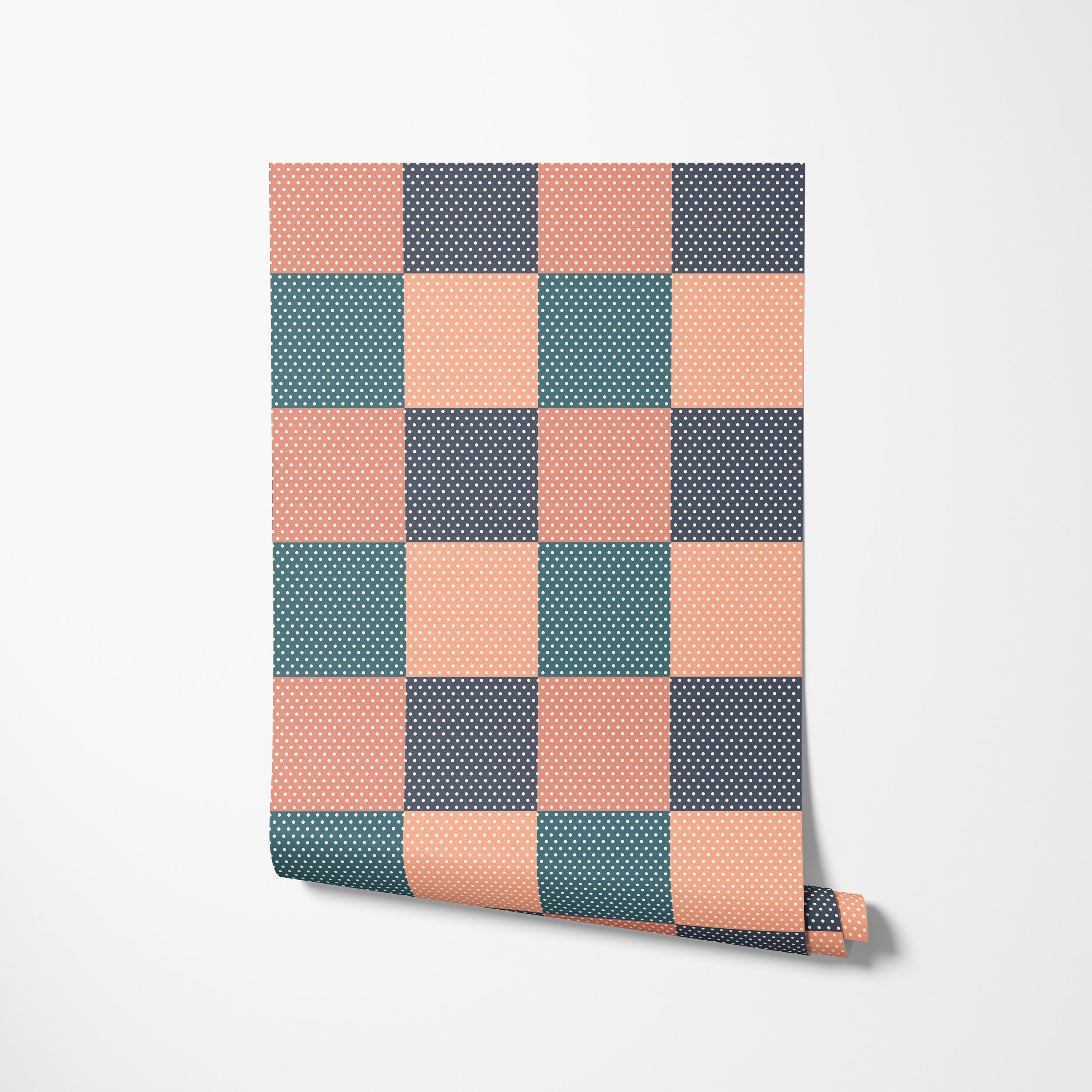 Wallpaper-unrolling-on wall-meshwork-check.jpg