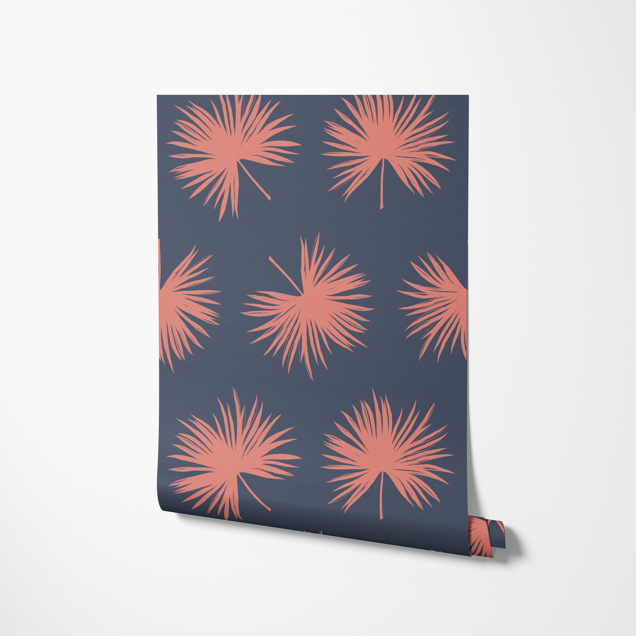 Wallpaper-unrolling-on wall tropi- chic navy.jpg
