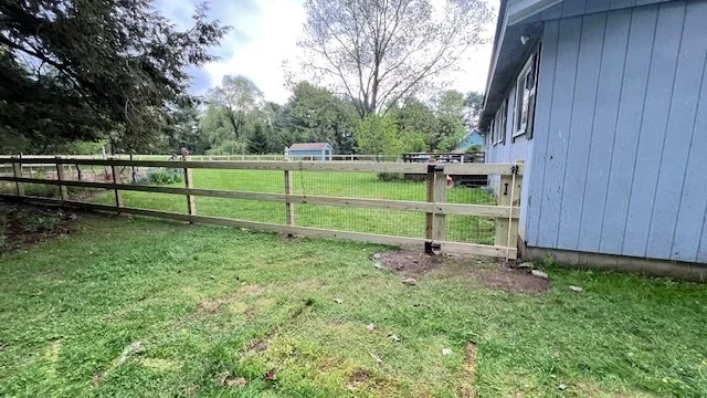 3 board on post 4'high wired dog fence