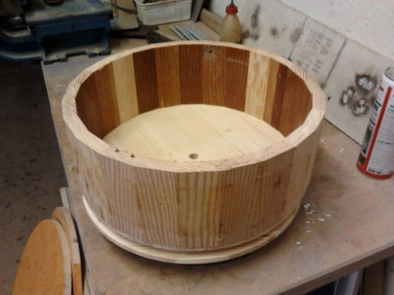 partially completed stave drum