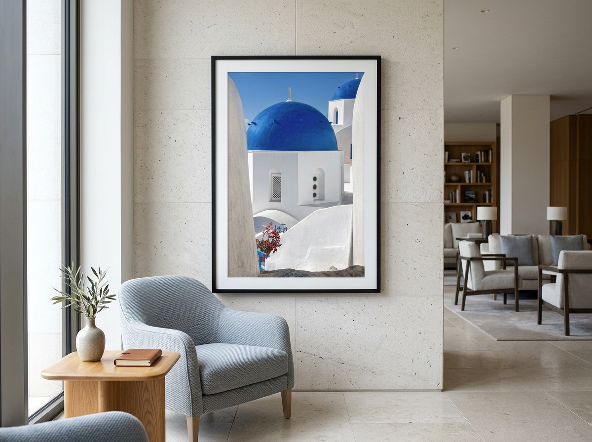 Fine Art Photography for Home and Interior Design
Enhance your interior with sophisticated Santorini fine art photography prints. Ideal for homes, boutique hotels, restaurants and design projects, these limited-edition artworks combine striking compo