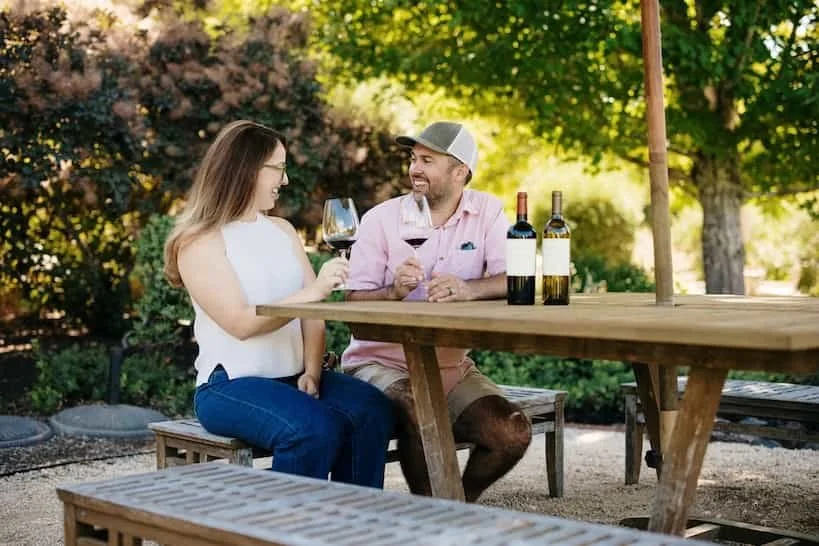 Couple wine tasting on a Bike Tour Sonoma ebike tour