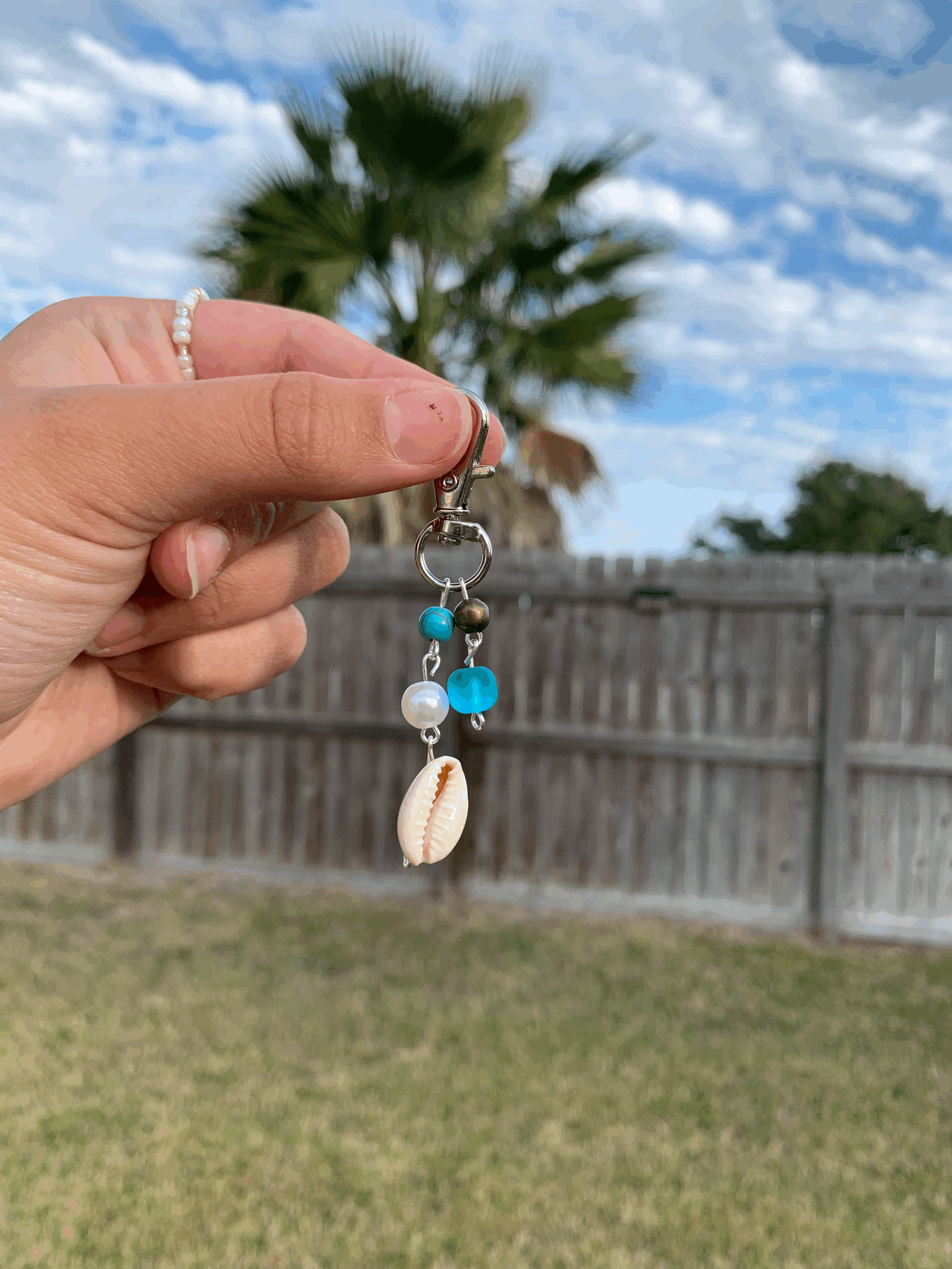 Aqua Shell Keychain