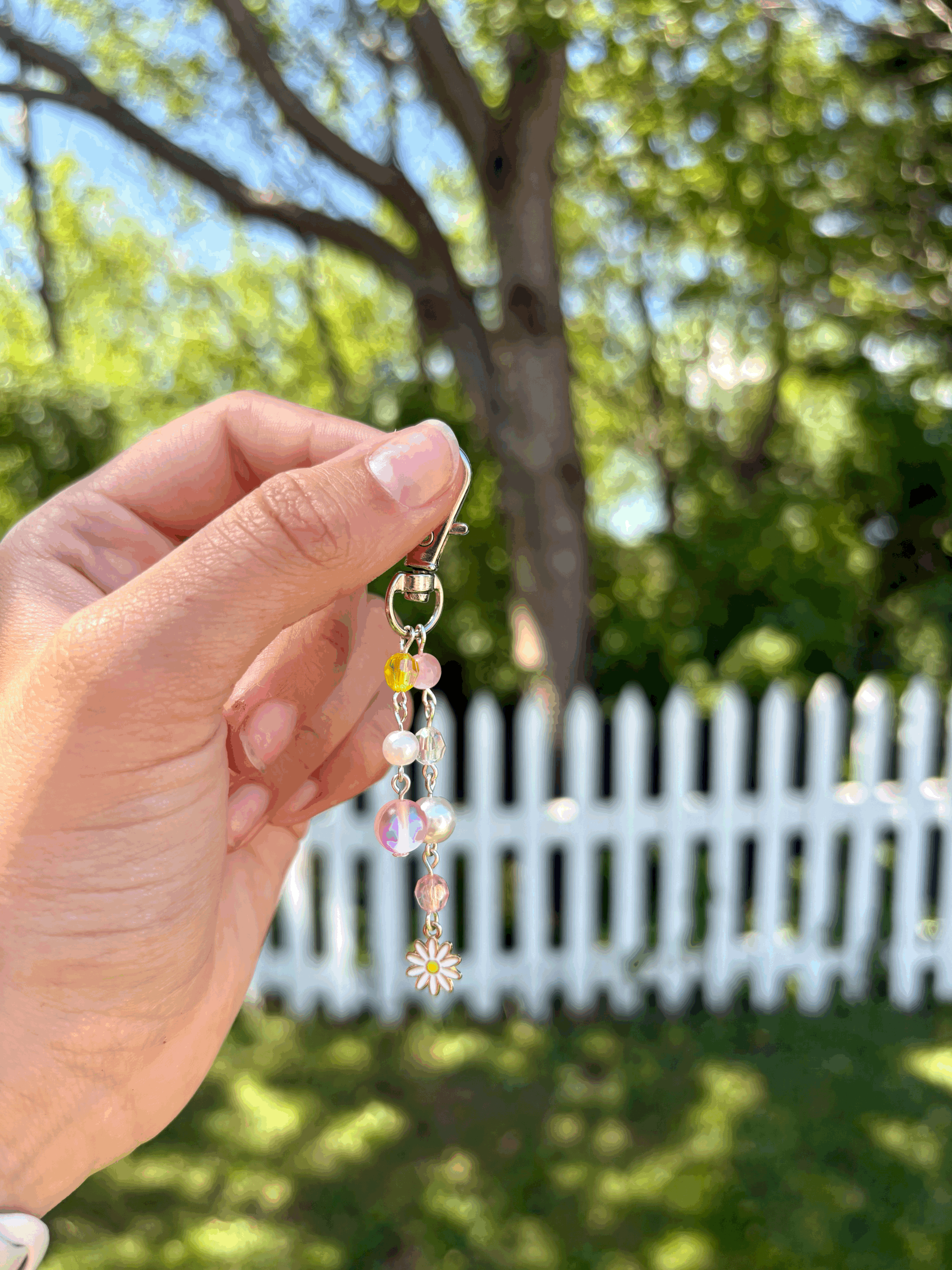 Pink Daisy Keychain
