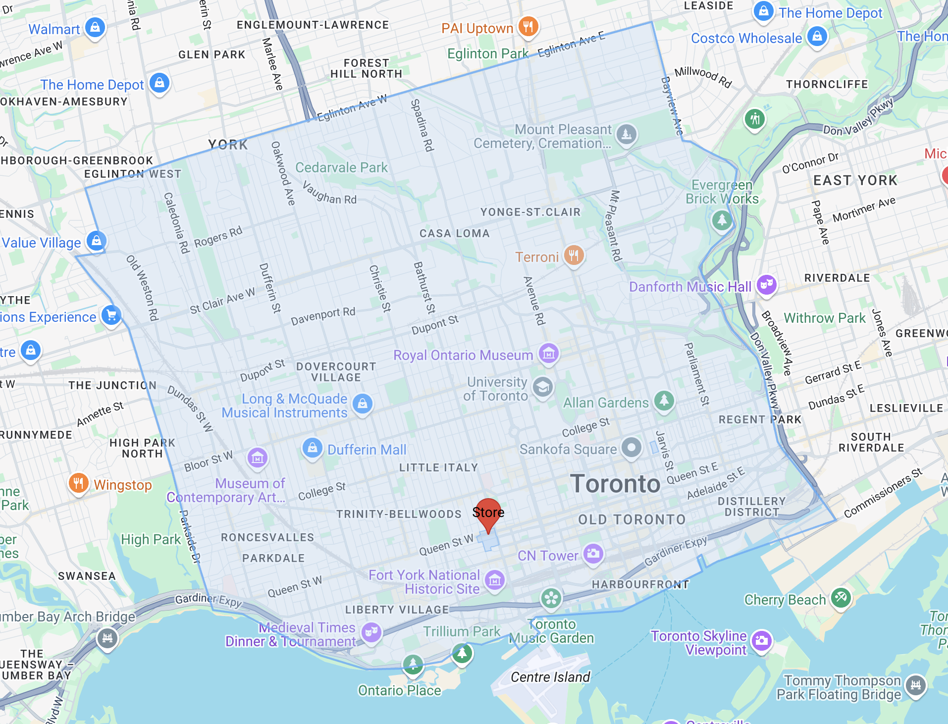 Our pickup and delivery service area