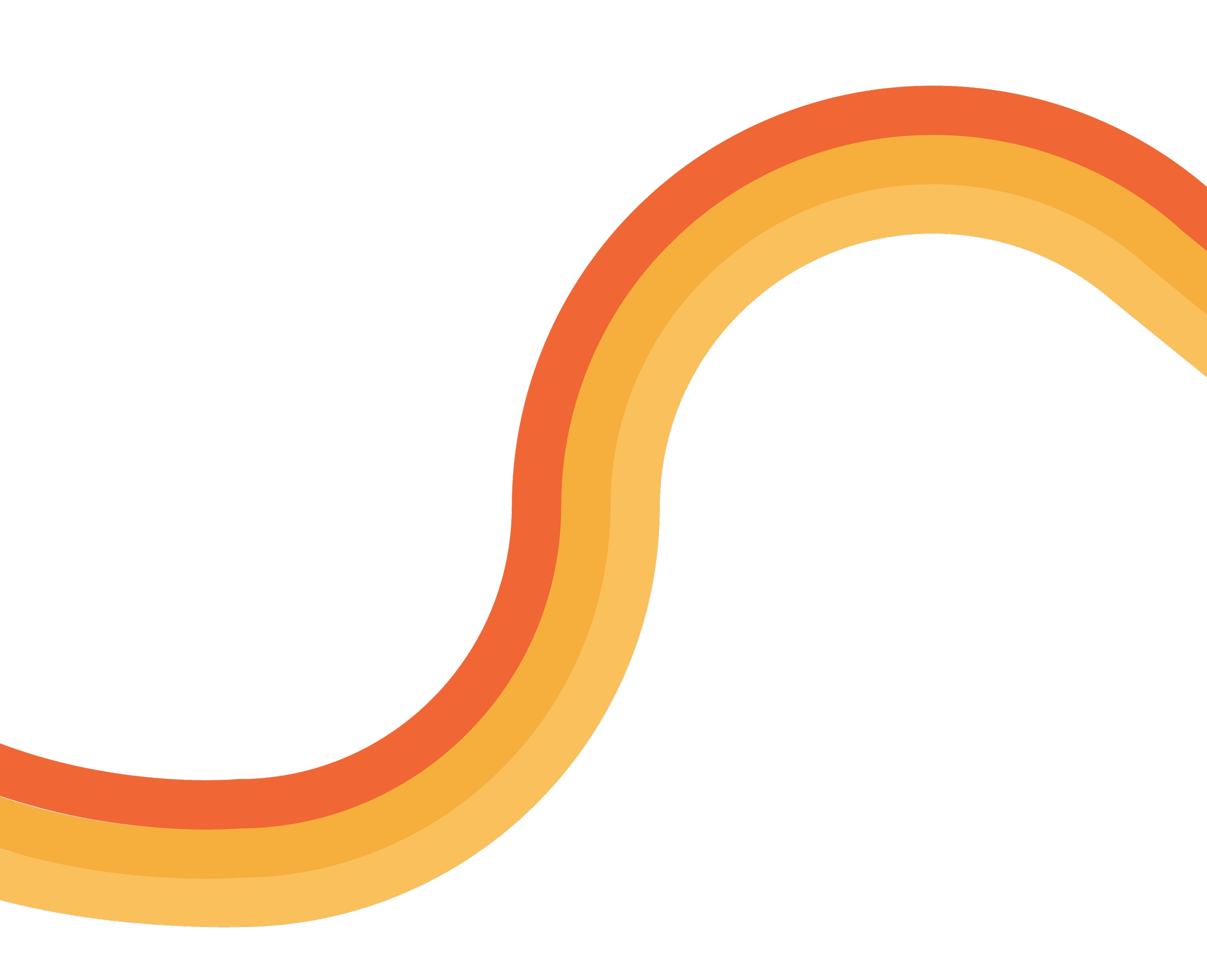 A stylized rainbow with orange, yellow, and black arcs on a black background.