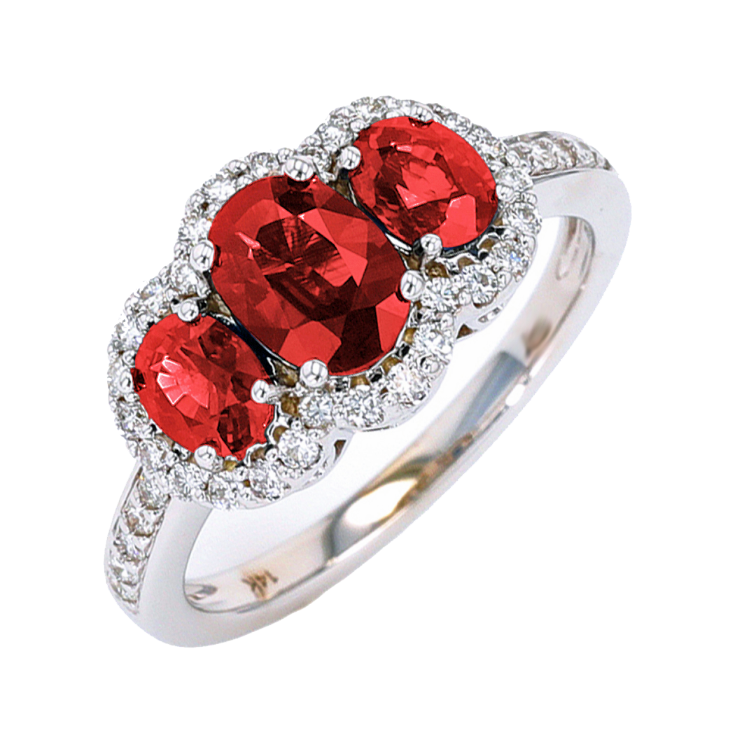 14K White Gold Ruby and Diamond Ring