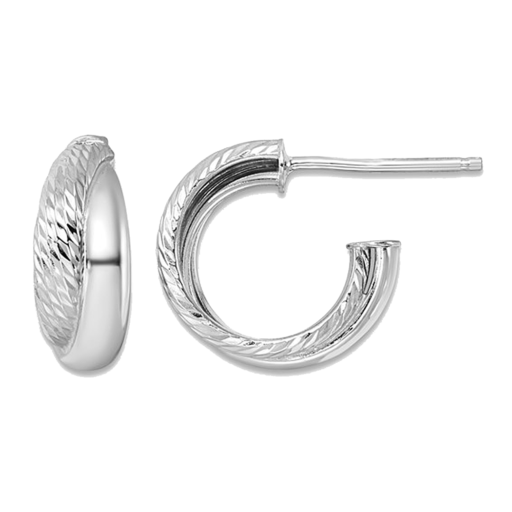 Sterling Silver Fancy J-Hoop Earrings