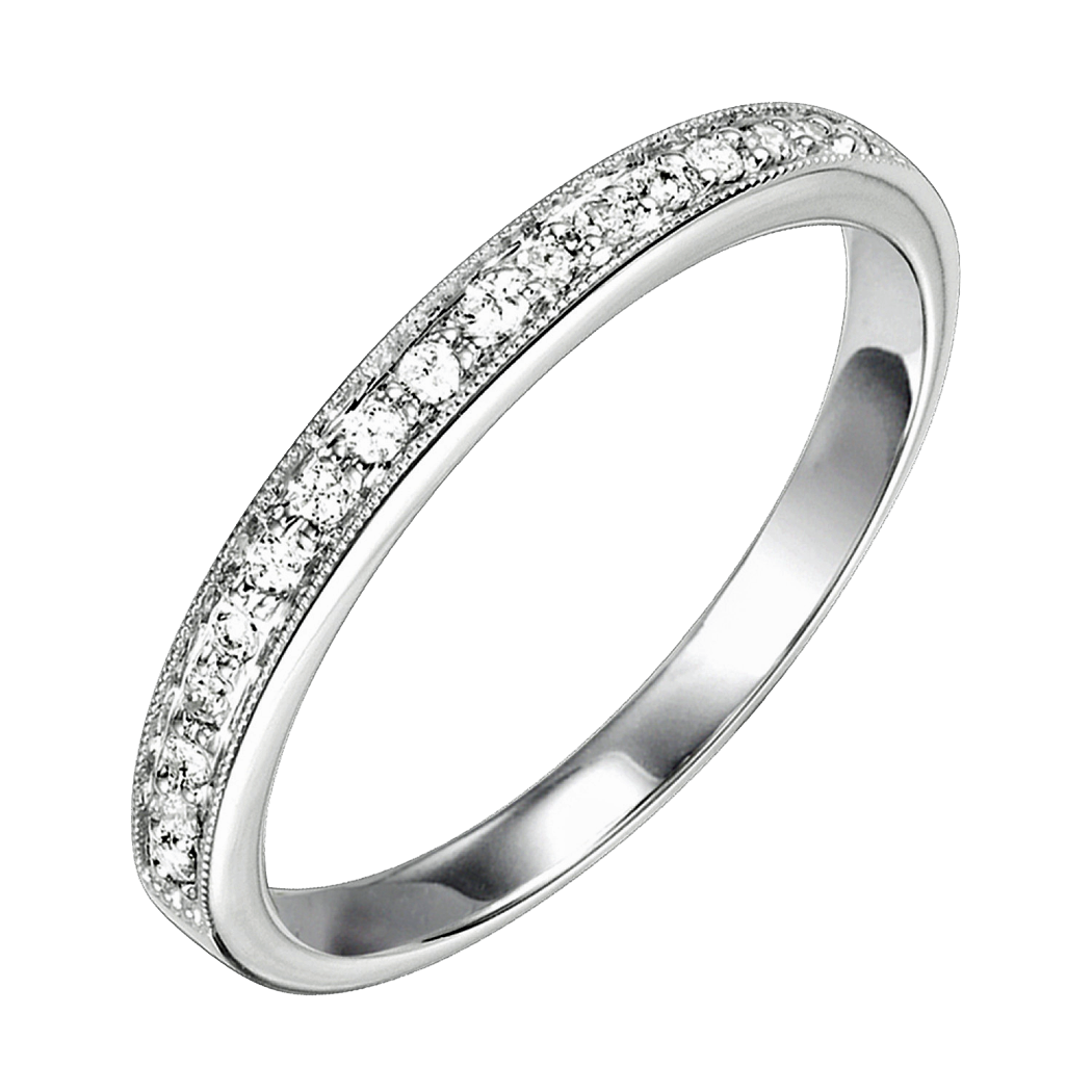 14K White Gold Diamond Band