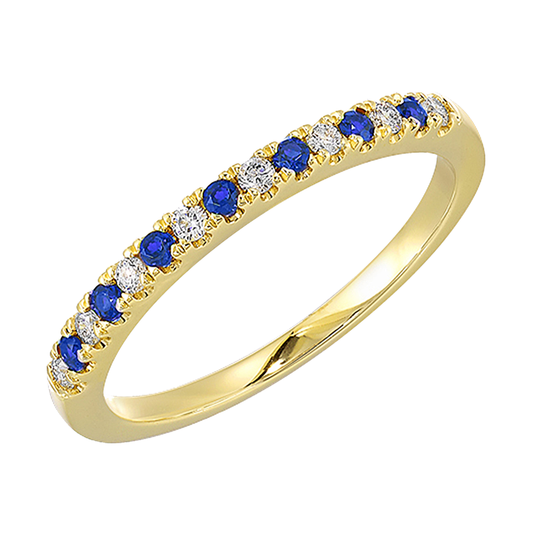 10K Yellow Gold Sapphire and Diamond Band