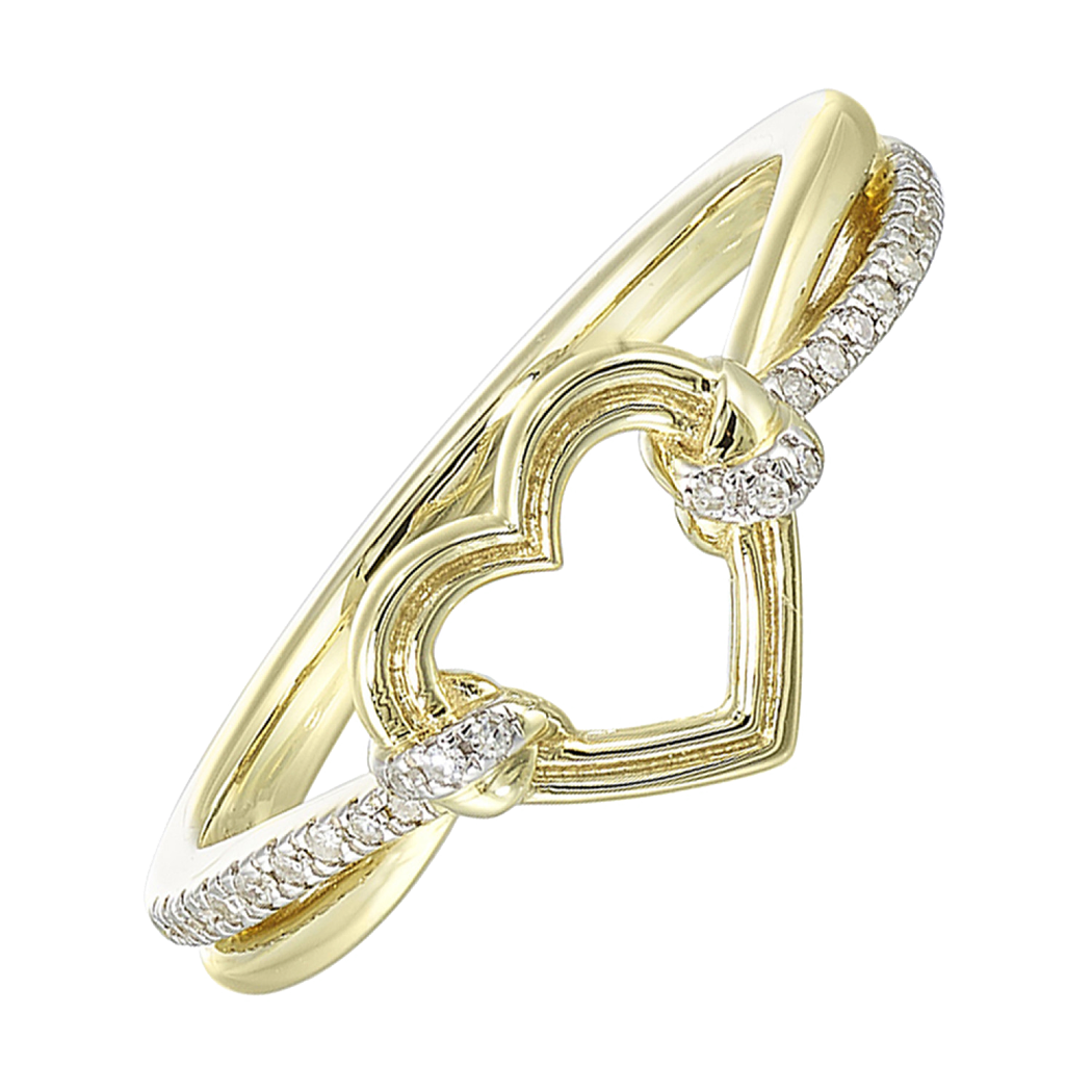 10K Yellow Gold Diamond Heart Ring
