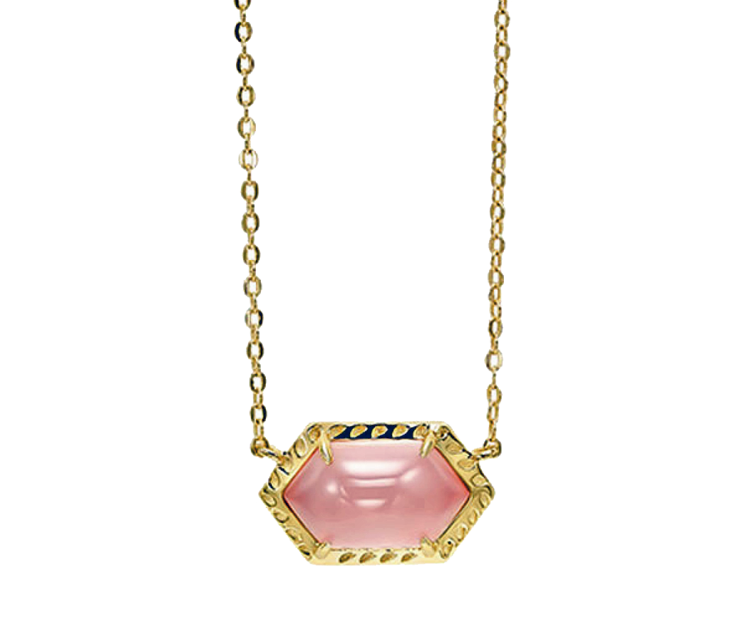 Gold Plated Sterling Silver Pink Quartz Necklace
