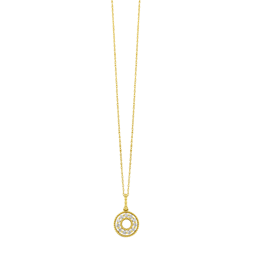 10K Yellow Gold Diamond Circle Pendant with Chain