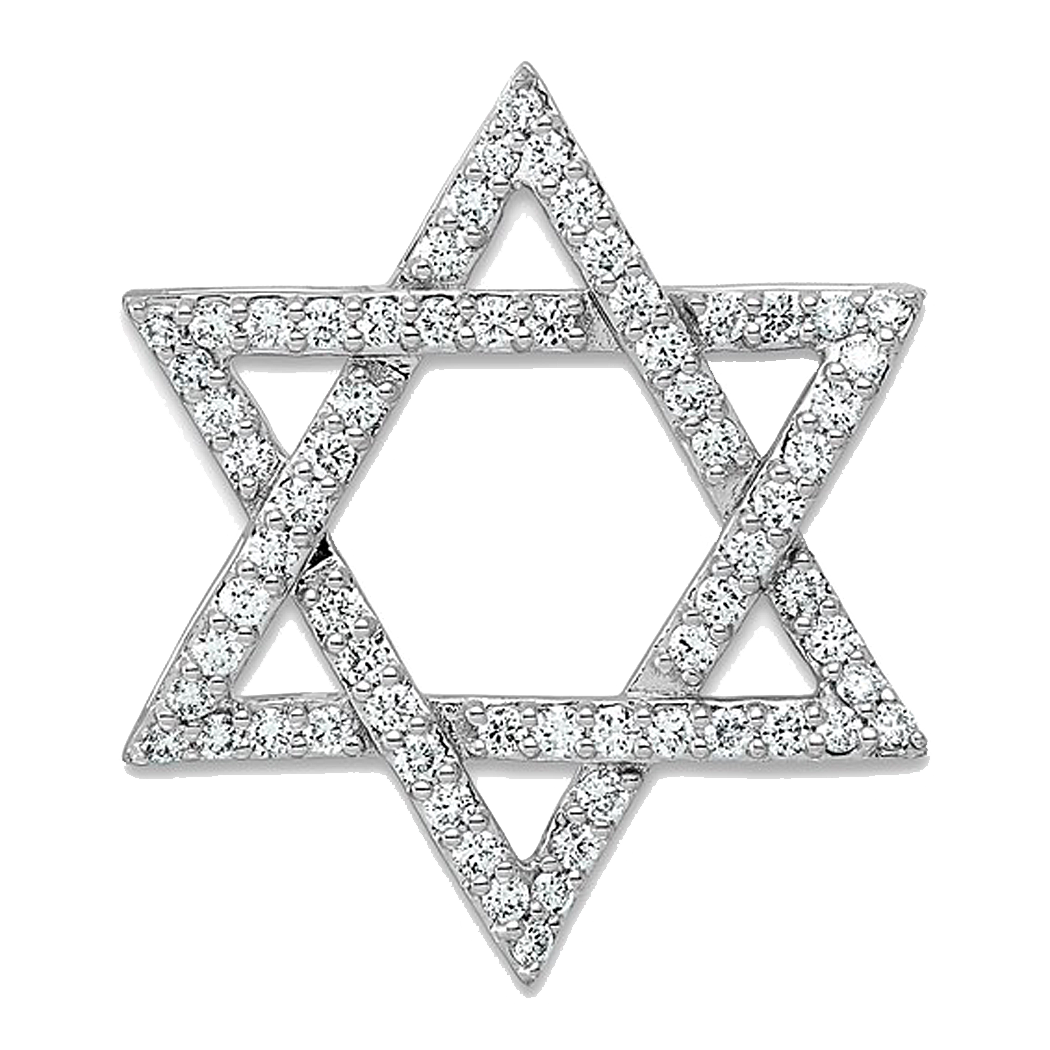 Sterling Silver Lab Grown Diamond Star of David Slide Pendant