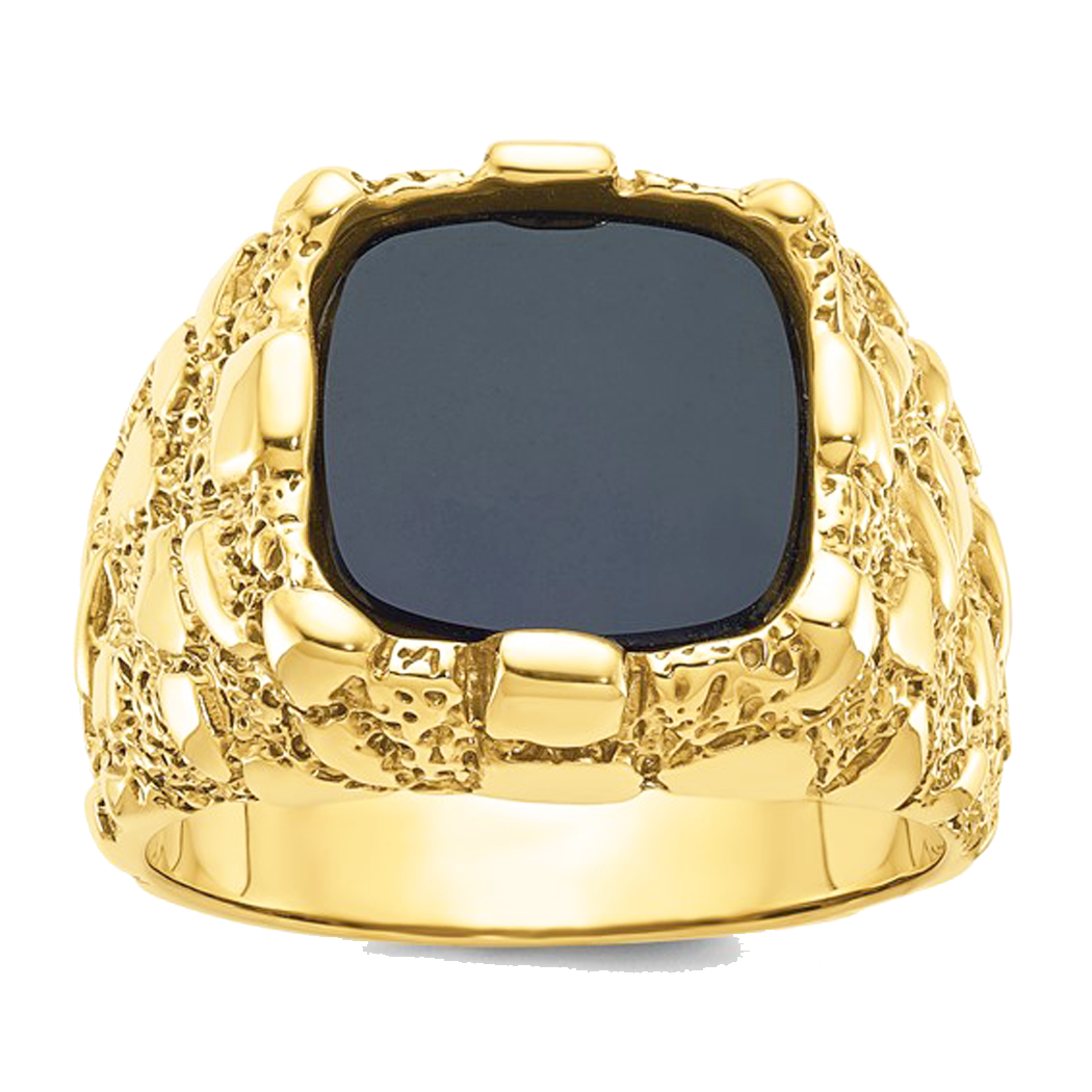 14K Yellow Gold Onyx Nugget Ring