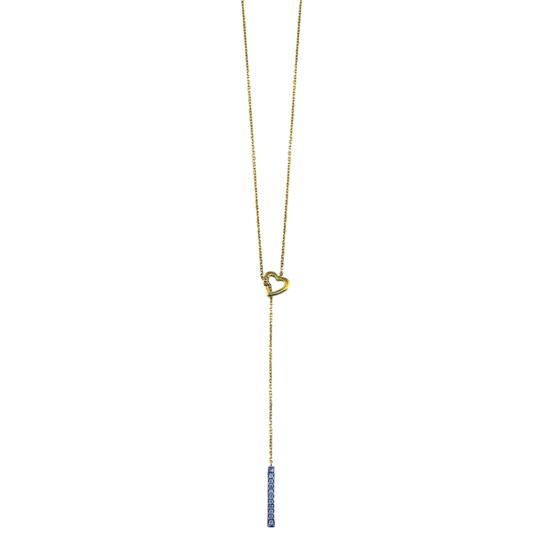 14K Yellow Gold Diamond Heart Lariat Necklace