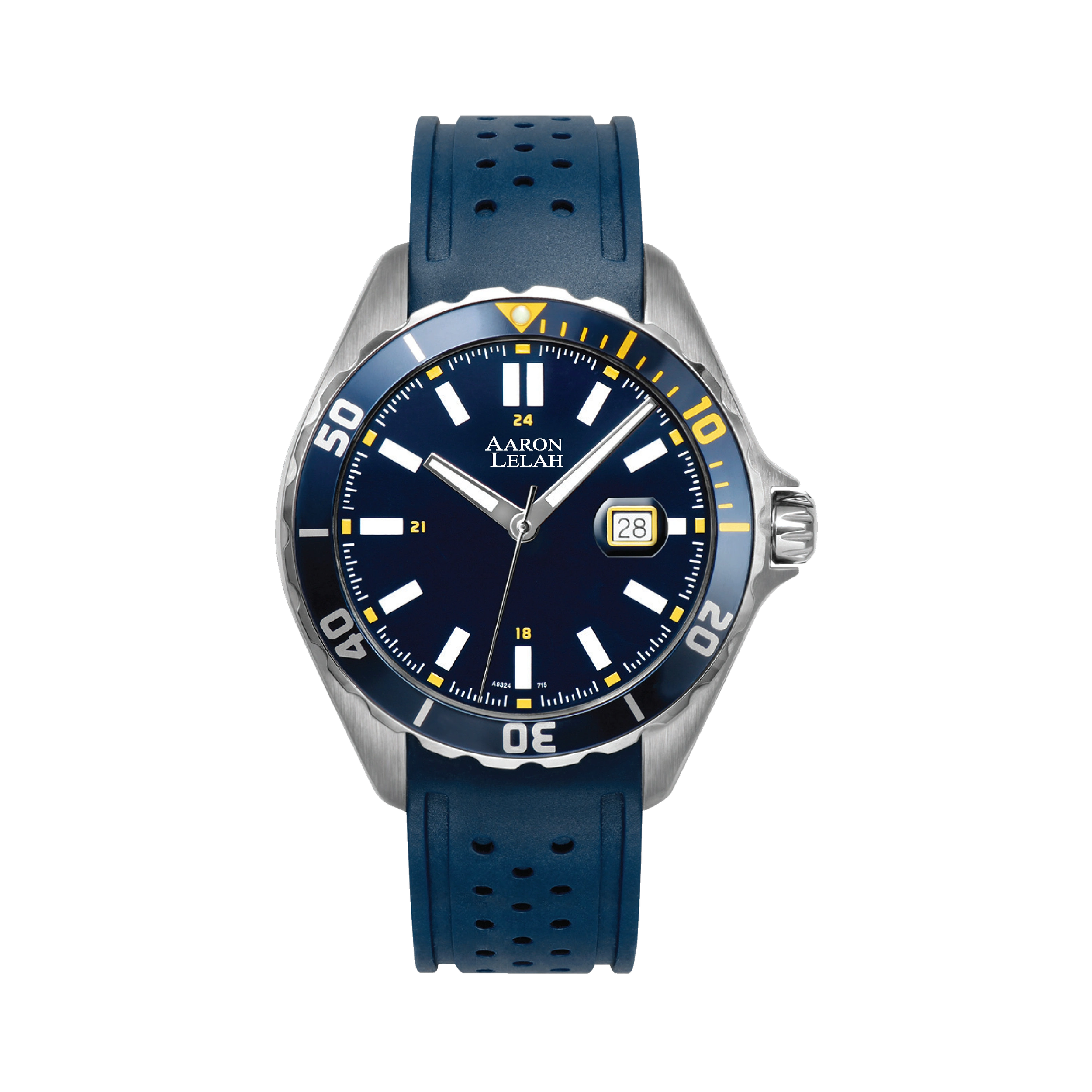 Stainless Steel with Blue Dial and Blue Rubber Strap, Screw Down Diver Crown, 330ft Water Resistance, 46.7mm Case Diameter
