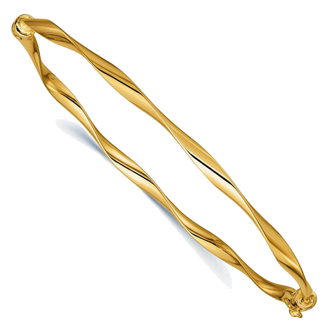 14K Yellow Gold Twisted Hinged Bangle