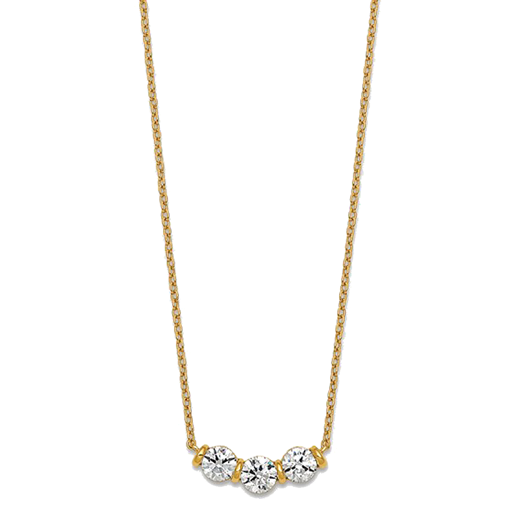 10K Yellow Gold Lab Grown Diamond 3-Stone Necklace