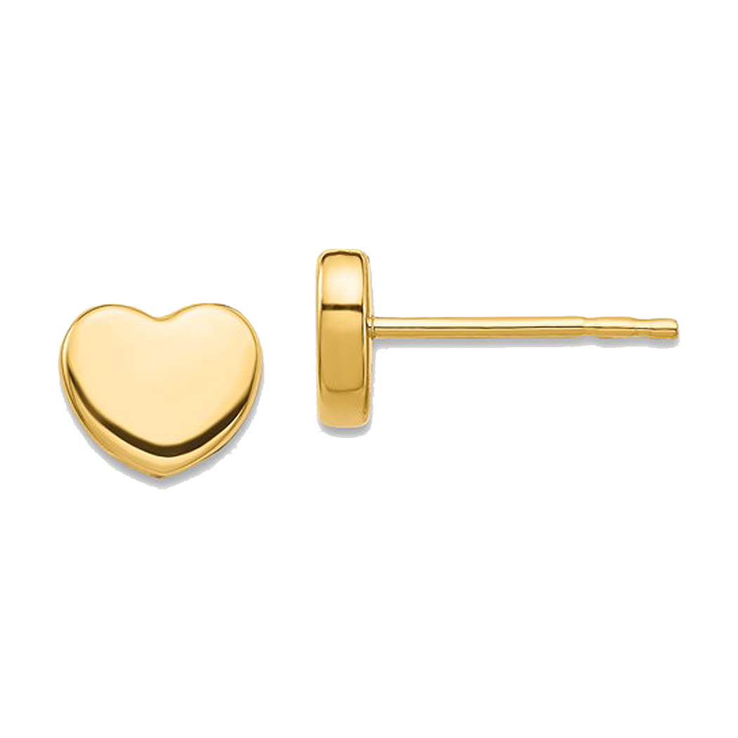 10K Yellow Gold Heart Post Earrings