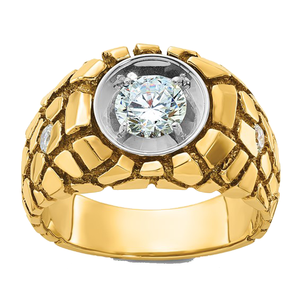 14K Two Tone Nugget Diamond Ring