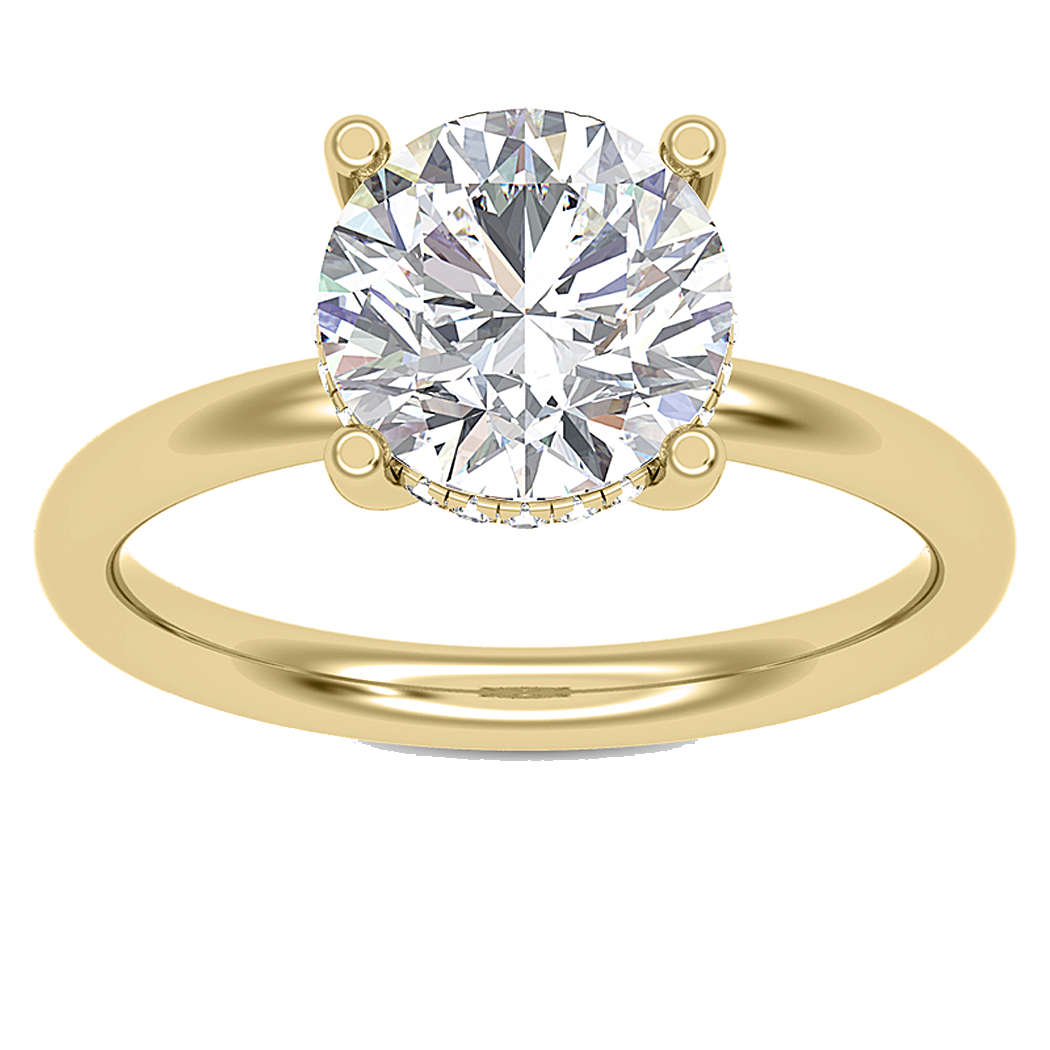 14K Yellow Gold Diamond Semi Mount with Hidden Halo