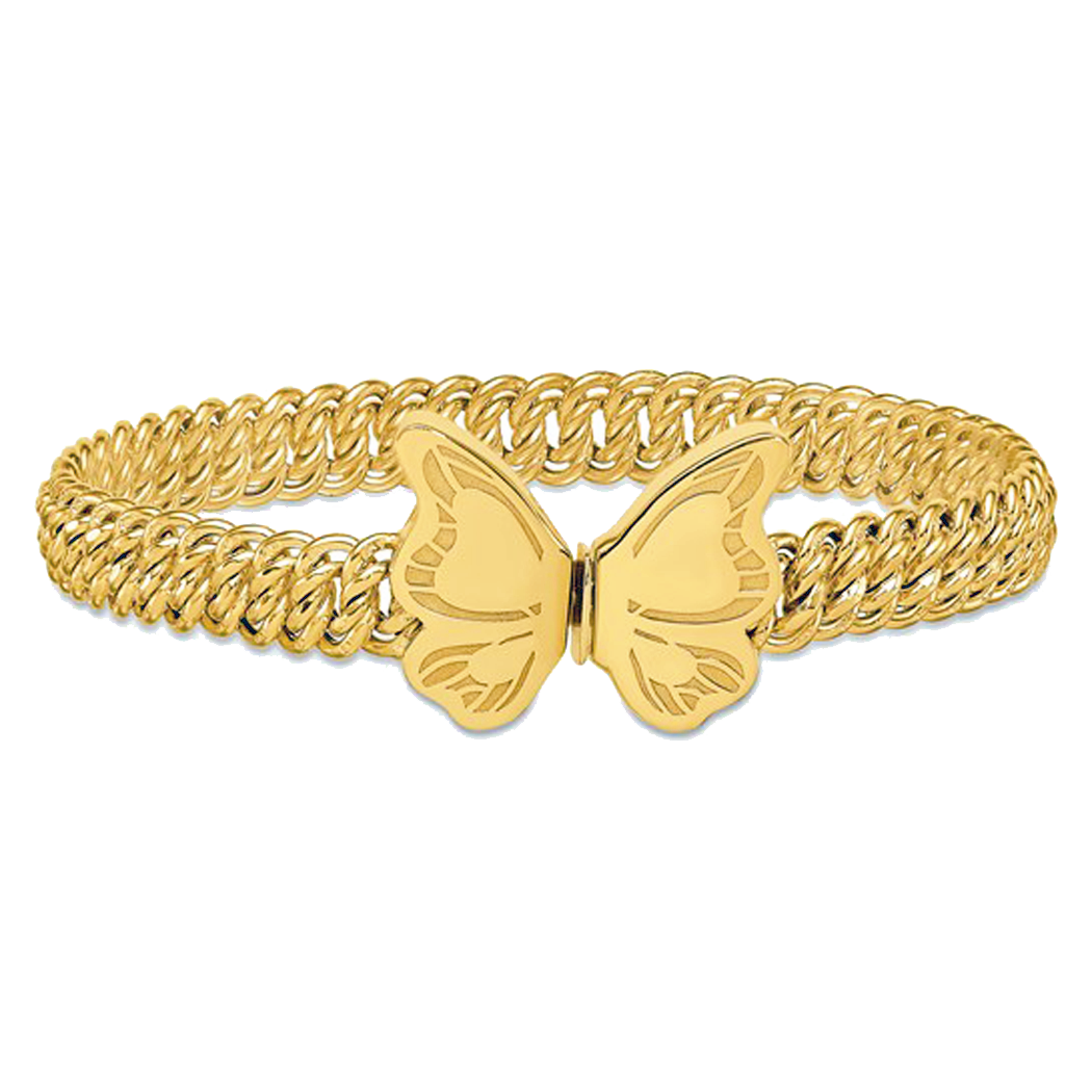 14K Yellow Gold Fancy Link Butterfly Bracelet