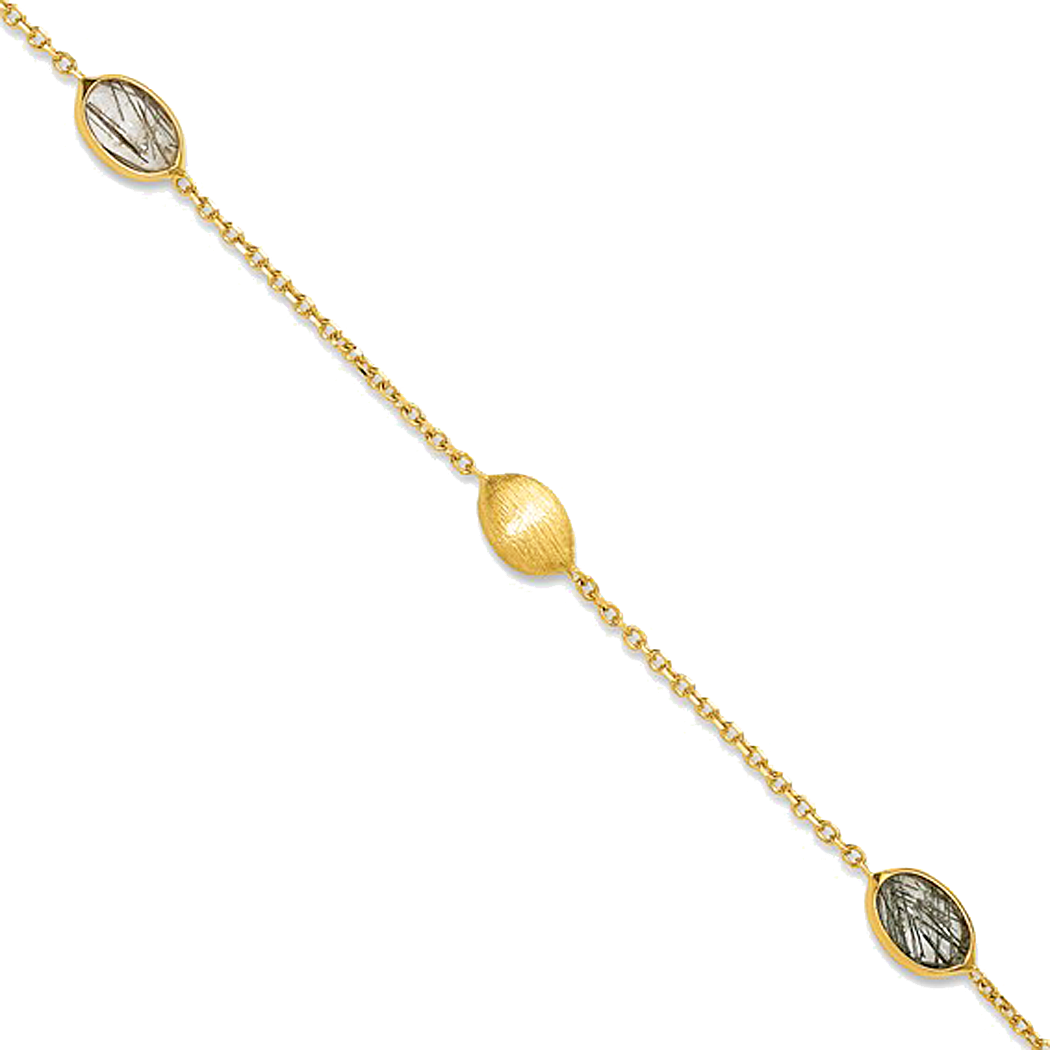 14K Yellow Gold Station Bracelet with Rutilated Quartz