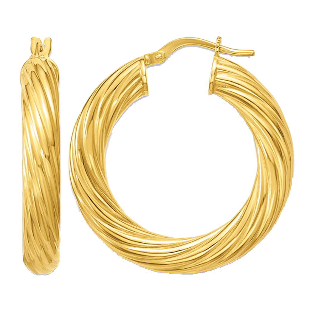 Gold Plated Sterling Silver Twisted Hoop Earrings