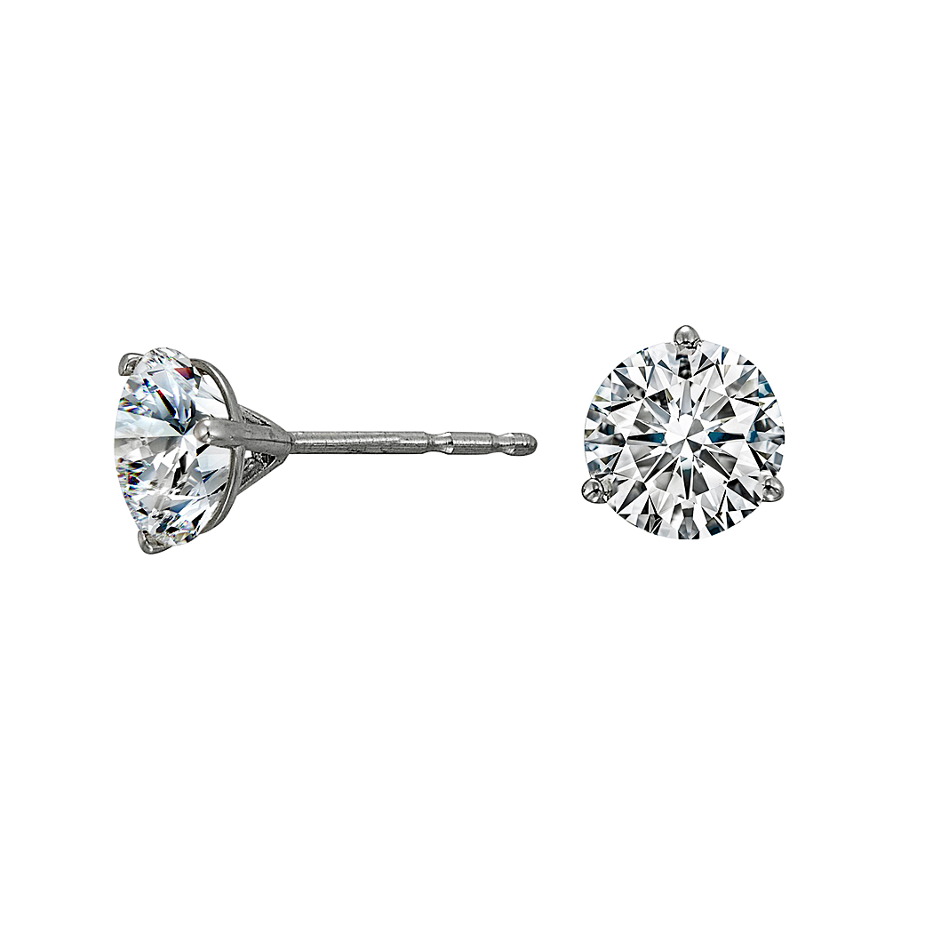 14K White Gold Diamond Martini Glass Studs