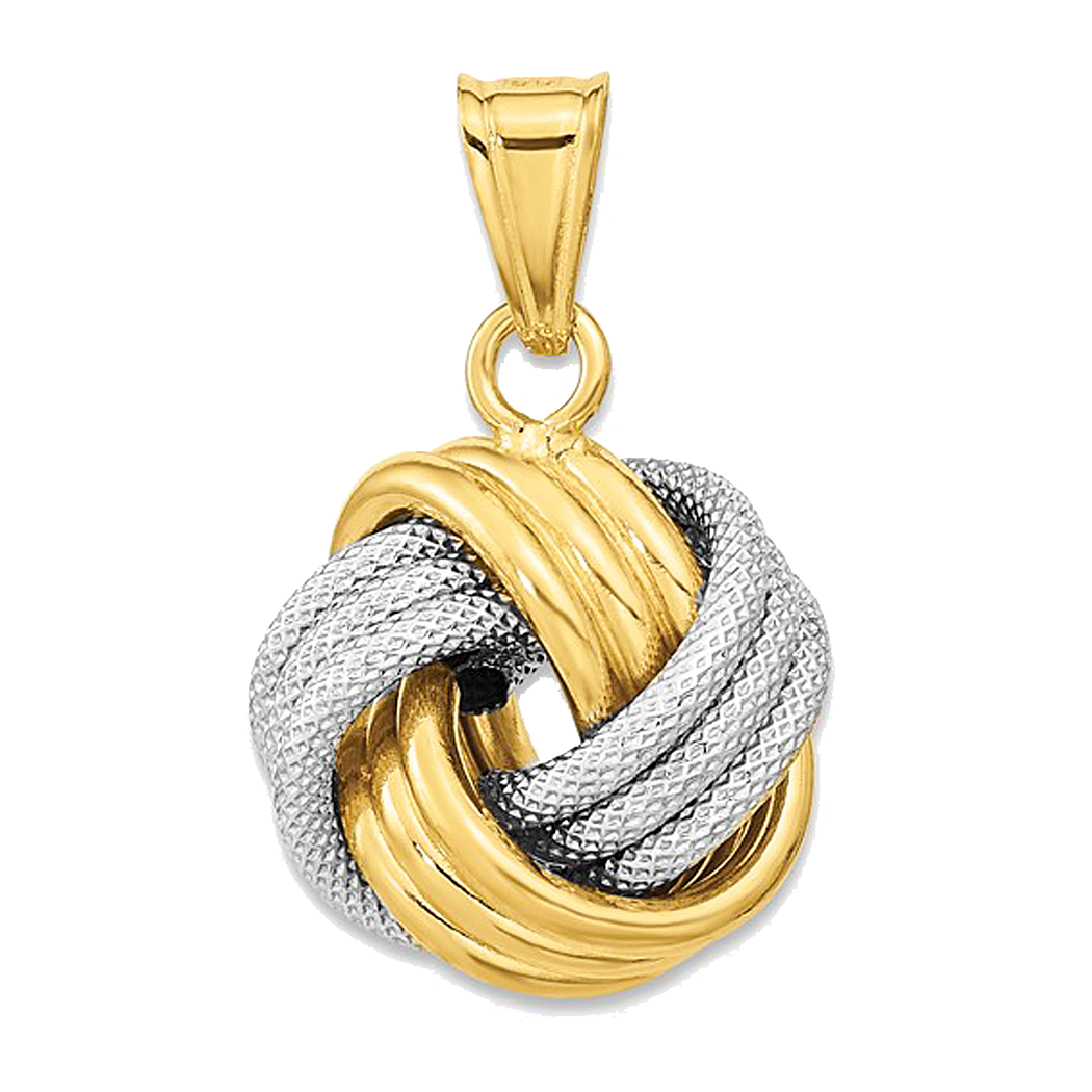 14K Two Tone Love Knot Pendant