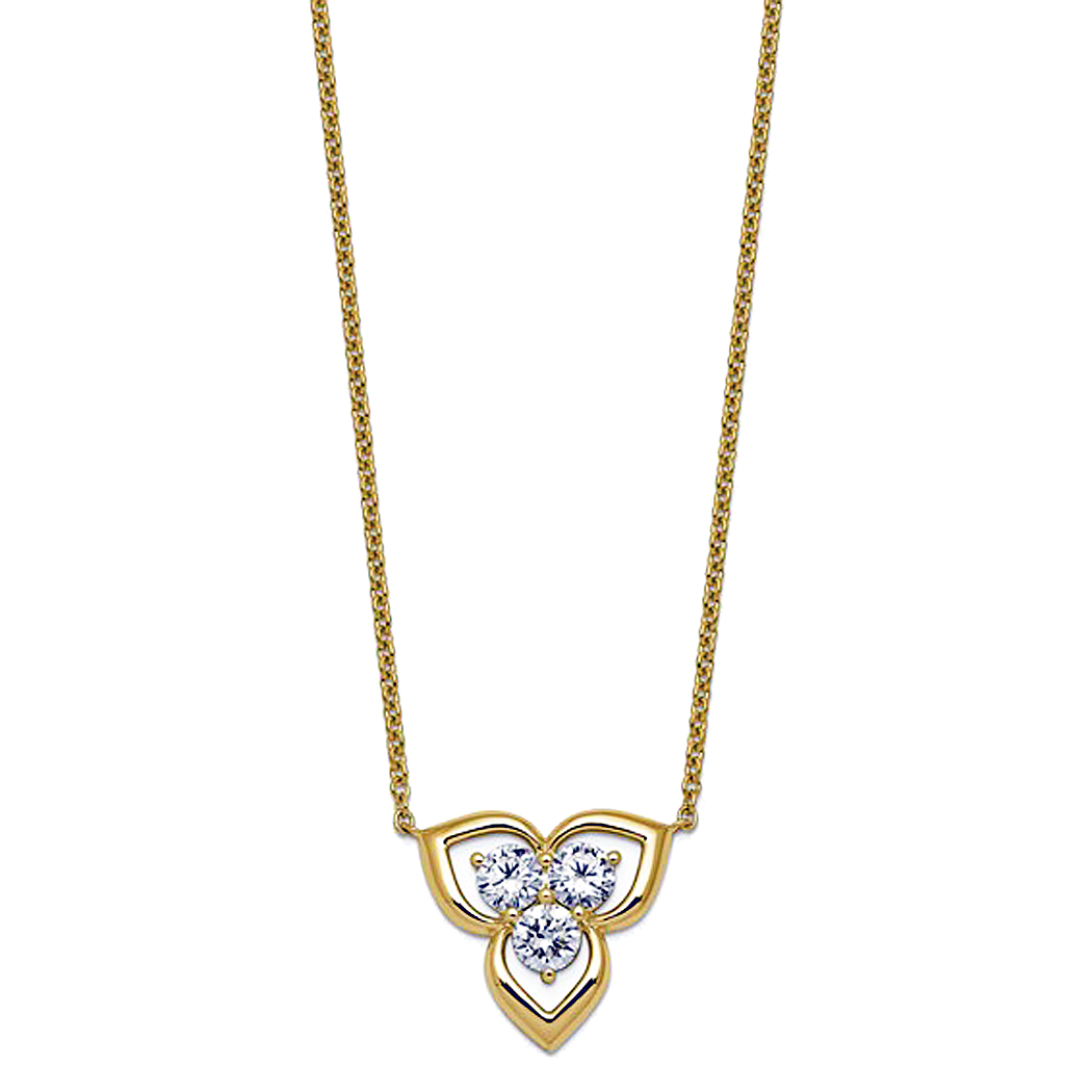 14K Yellow Gold Lab Grown Diamond 3 Stone Necklace