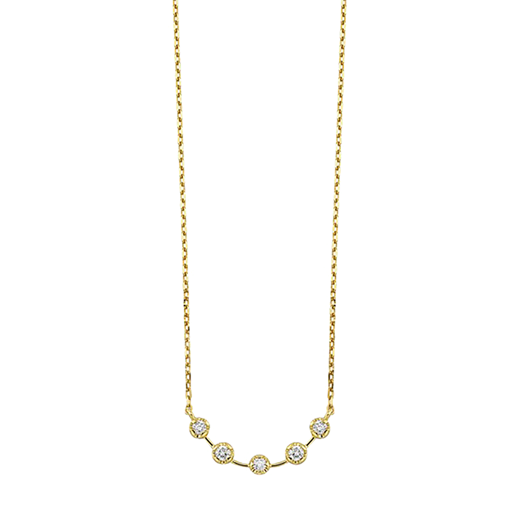 14K Yellow Gold Diamond Bar Necklace