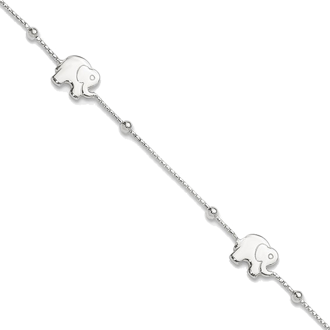 Sterling Silver Elephant Station Anklet