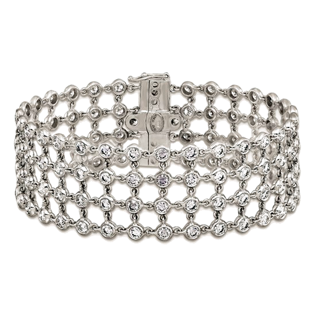 18K White Gold Mesh Diamond Bracelet
