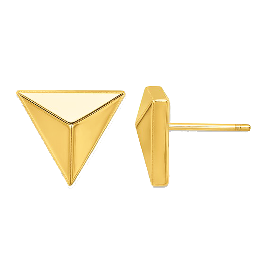 14K Yellow Gold Triangular Post Earrings