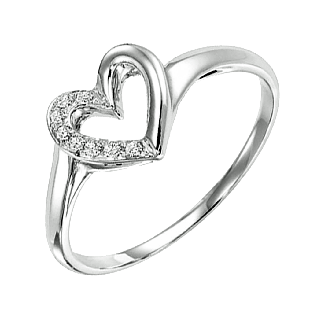 10K White Gold Diamond Heart Ring