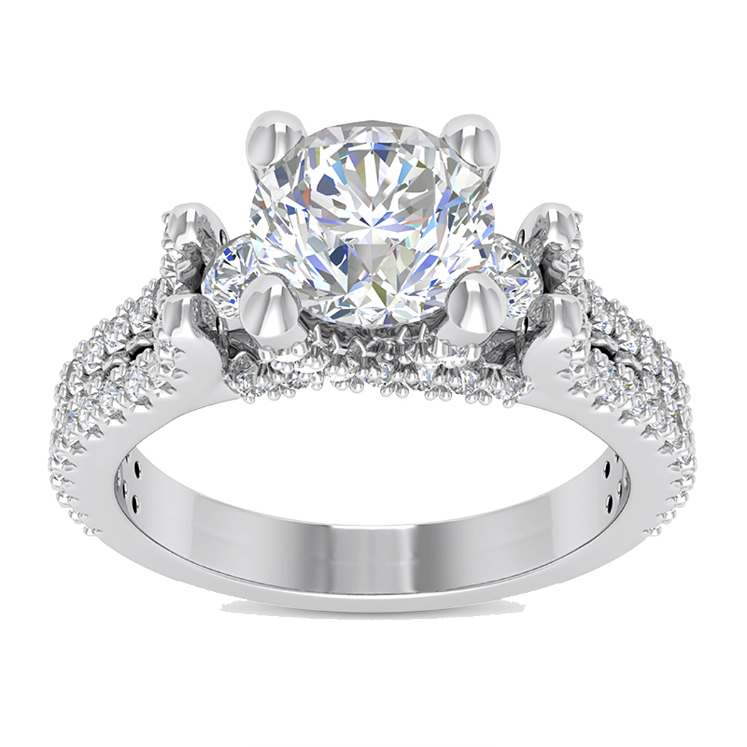 14K White Gold Diamond Semi Mount