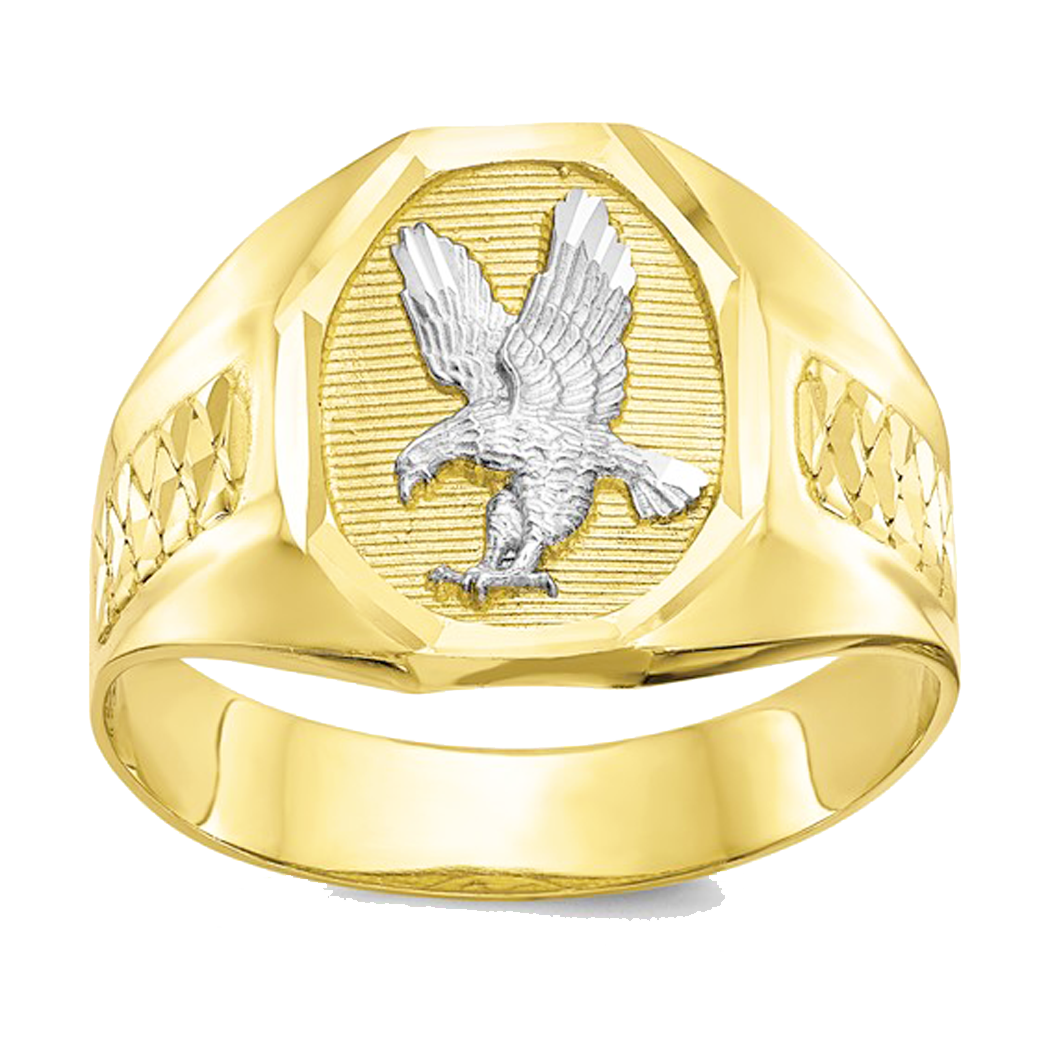 10K Two Tone Gold Eagle Ring
