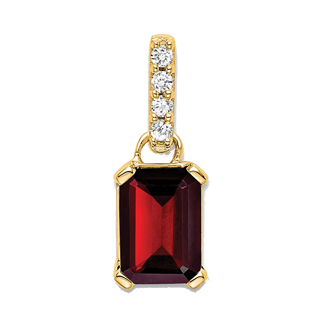 14K Yellow Gold Gemstone and Diamond Pendant