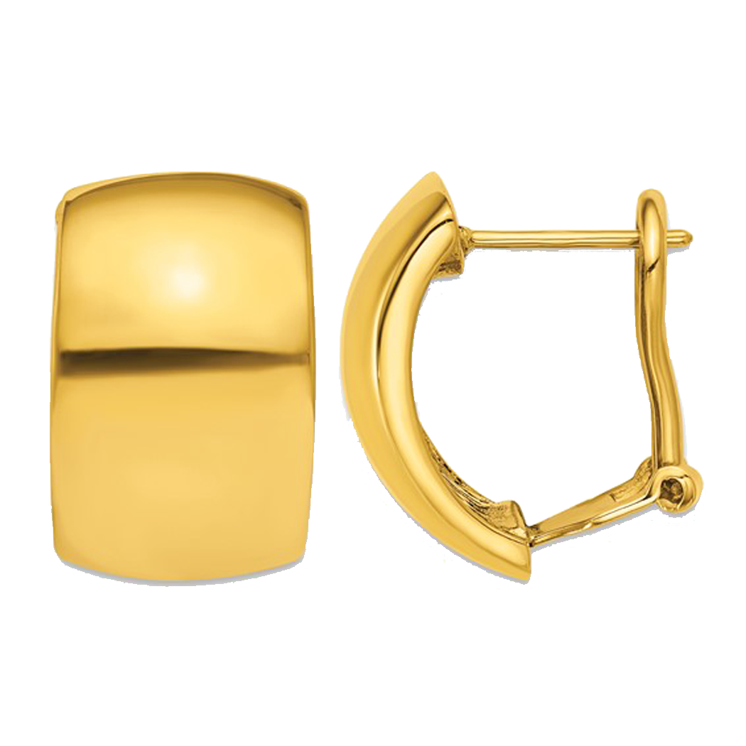 18K Yellow Gold Curved Bar Earrings
