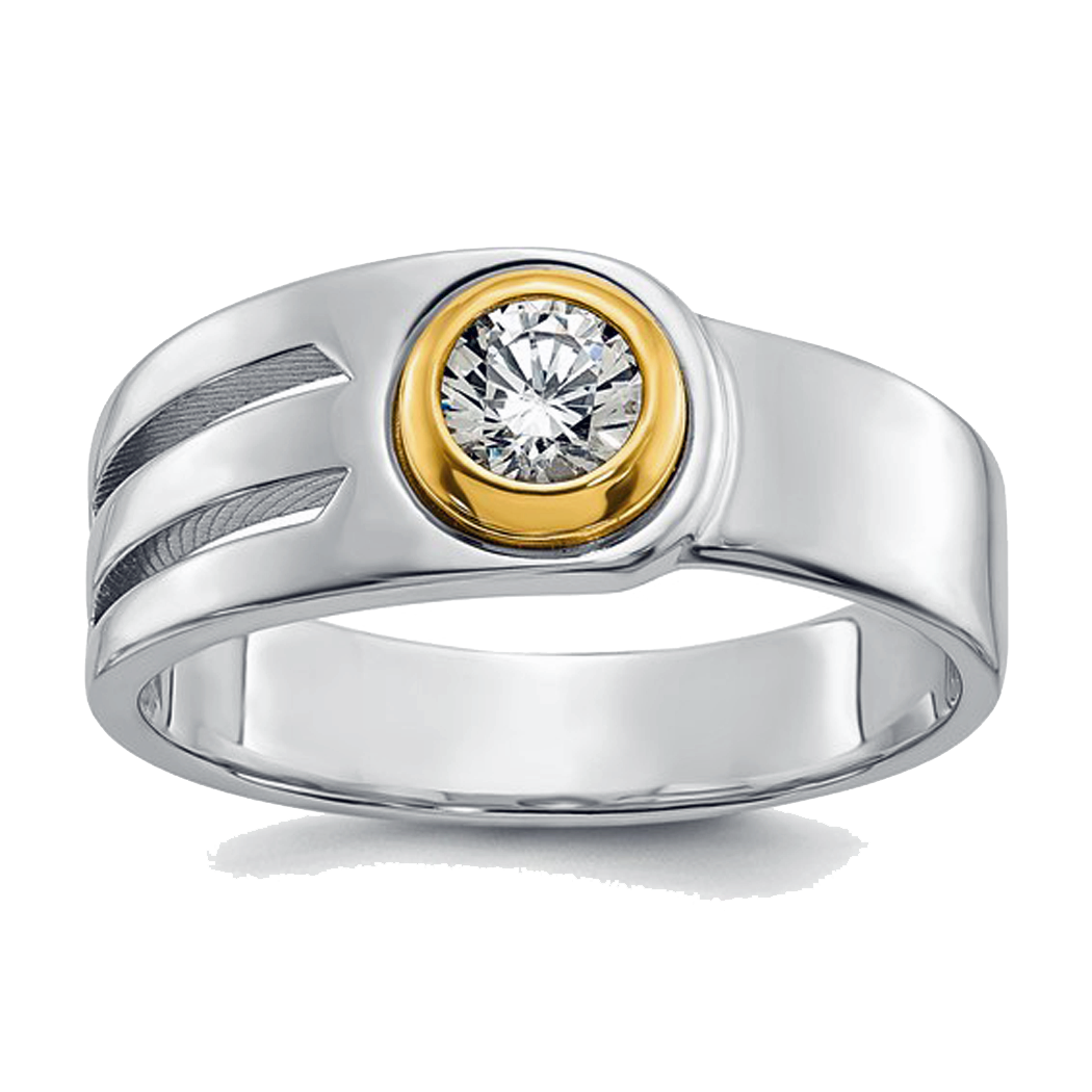 14K Two Tone Gold Gent's Diamond Ring