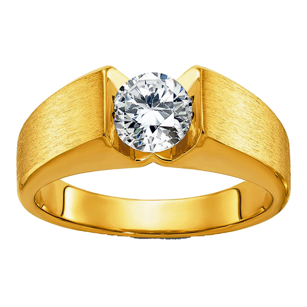 14K Yellow Gold Gent's Diamond Solitaire Ring