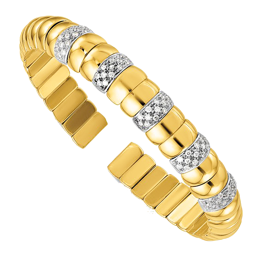 14K Two Tone Gold Diamond Cuff Bracelet