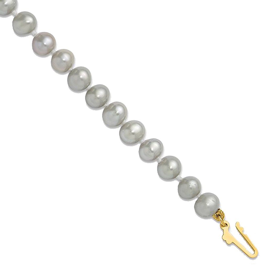 14K Yellow Gold Grey Freshwater Pearl Bracelet