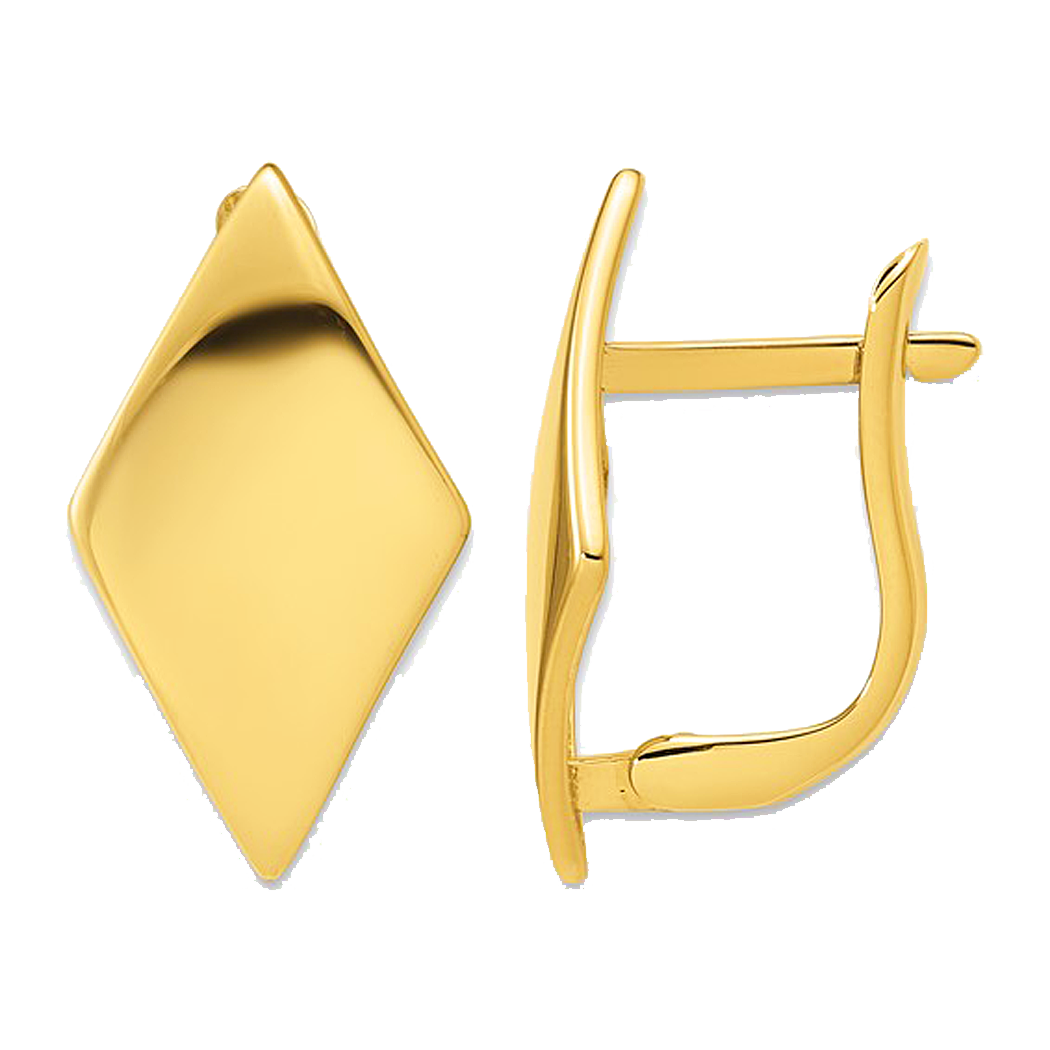 14K Yellow Gold Diamond Shaped Button Earrings