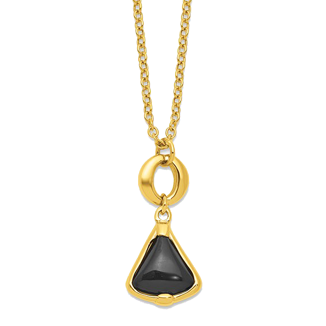 14K Yellow Gold Black Onyx Necklace