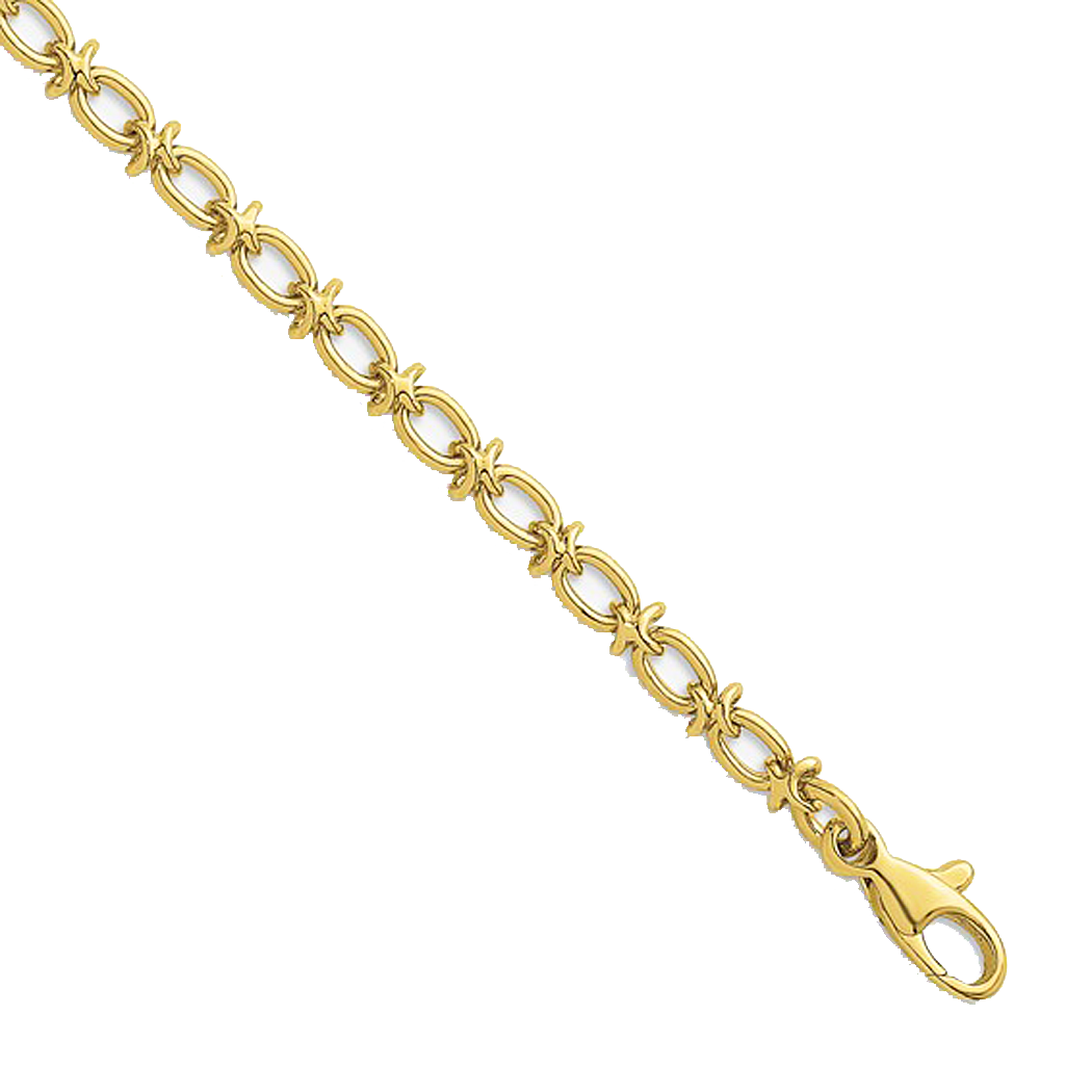 18K Yellow Polished Solid Gold Fancy Link Necklace
