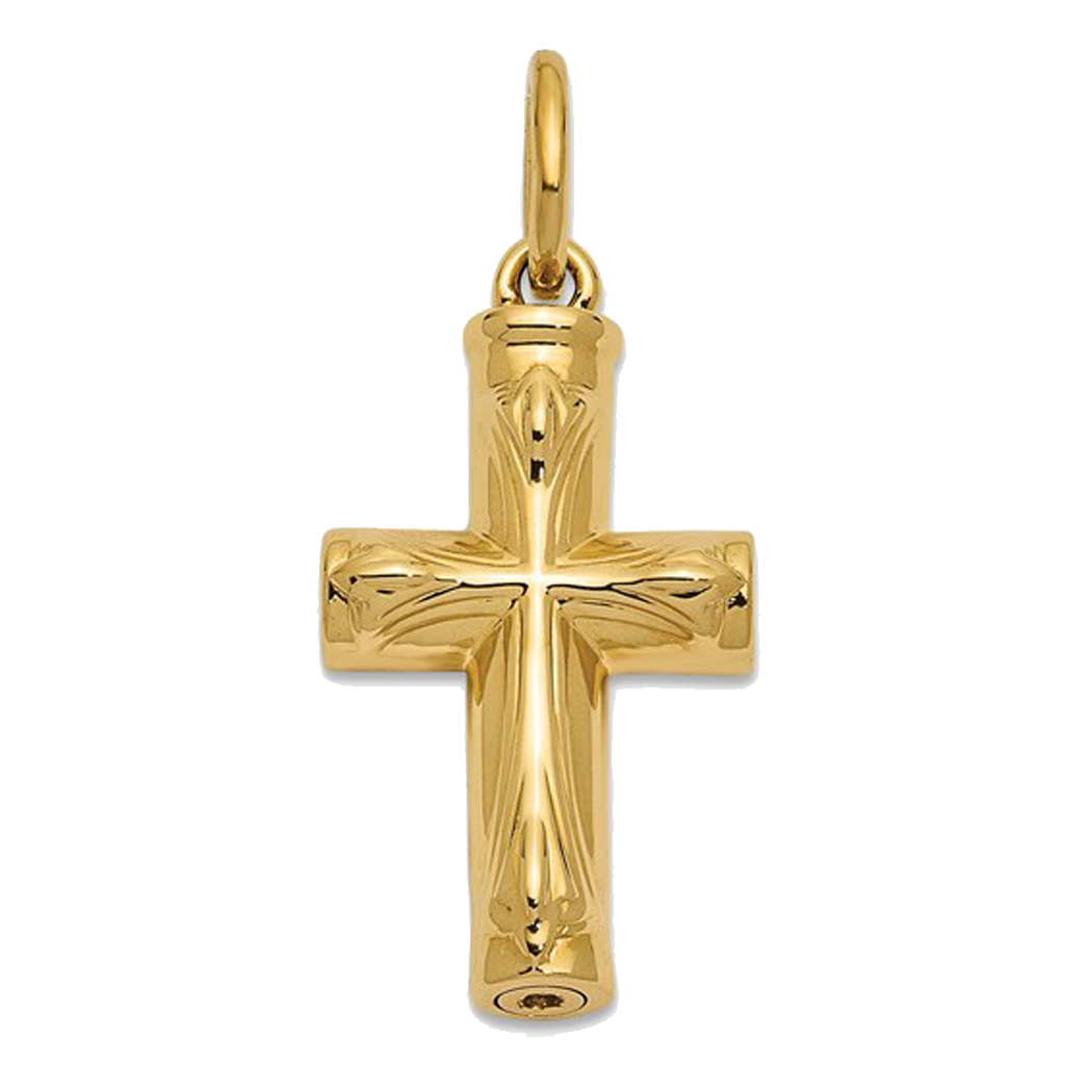 14K Yellow Gold Cross Ash Holder